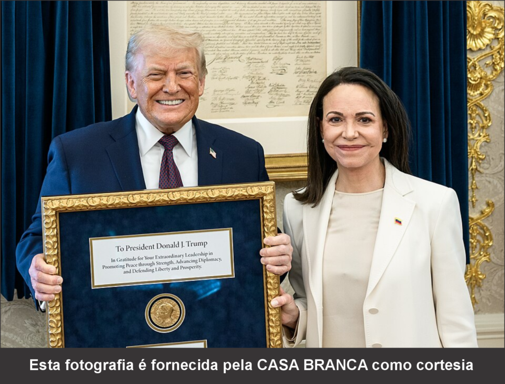 Em encontro com Trump, María Corina Machado gera repercussão ao oferecer medalha do Nobel