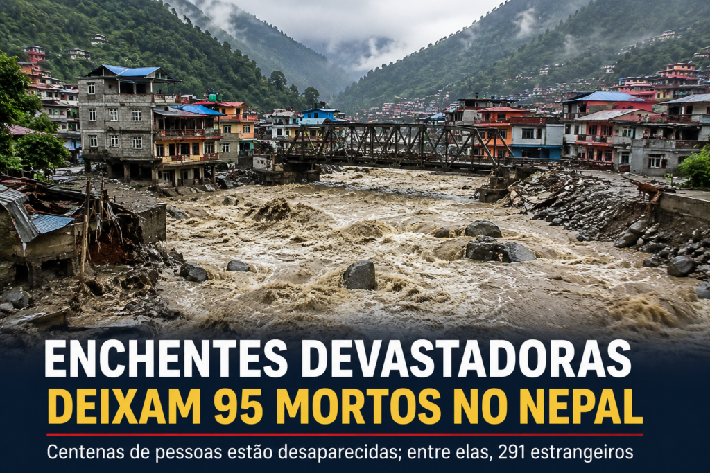 Enchentes devastadoras deixam 95 mortos e centenas de desaparecidos no Nepal